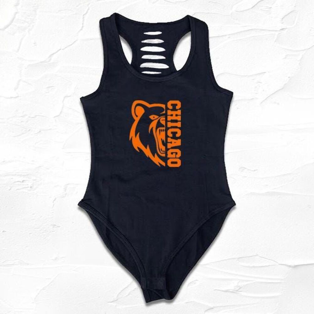 Black/Orange Chicago Football Bodysuit, CHI-TOWN Girl Shirt